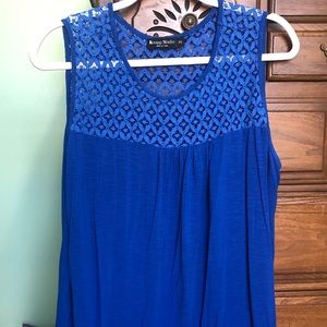 Blue tank top with cut out detail